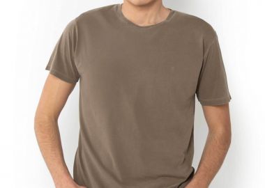 The Bostonians ανδρικό T-shirt μονόχρωμο με κεντημένο λογότυπο Regular Fit - TS1250 Καφέ - THE BOSTONIANS - 