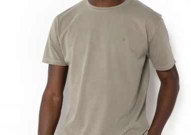 The Bostonians ανδρικό T-shirt μονόχρωμο με κεντημένο λογότυπο Regular Fit - TS1250 Λαδί - THE BOSTONIANS - 