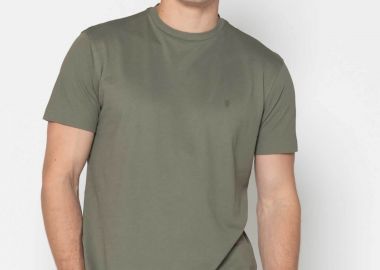 The Bostonians ανδρικό T-shirt πικέ με κεντημένο λογότυπο Regular Fit - TS1308 Χακί - THE BOSTONIANS - 