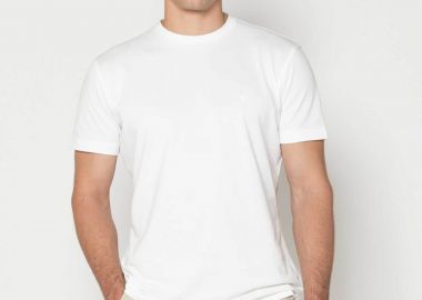The Bostonians ανδρικό T-shirt πικέ με κεντημένο λογότυπο Regular Fit - TS1308 Λευκό - THE BOSTONIANS - 