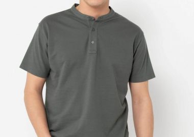 The Bostonians ανδρικό T-shirt πικέ με μάο γιακά Regular Fit - TS1301 Χακί - THE BOSTONIANS - 