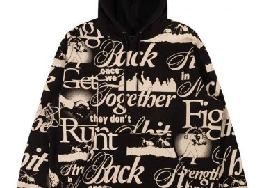 THE HUNDREDS Φούτερ με Κουκούλα Fight Back Pullover - Μαύρο-T24F102006-BLACK - THE HUNDREDS - 