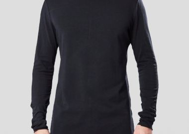 THOM KROM Ανδρικό Μαύρο High Collar Long Sleeves Tee - THOM KROM - 