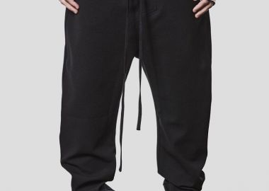 THOM KROM Ανδρικό Μαύρο Men's Woven Low Crotch Trousers - THOM KROM - 
