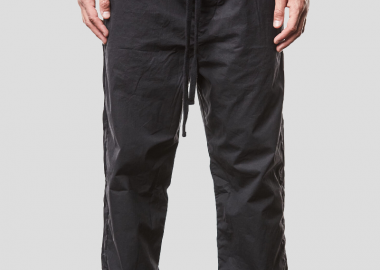 THOM KROM Ανδρικό Μαύρο Woven Cropped Leg Trousers - THOM KROM - 