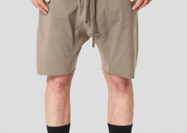 THOM KROM Ανδρικό Μπεζ Drop Crotch Shorts Fossil - THOM KROM - 