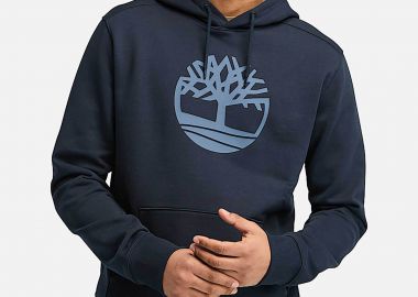 Timberland ανδρική μπλούζα φούτερ με κουκούλα και logo print - TB0A2BJH4331 Μπλε Σκούρο - TIMBERLAND - 
