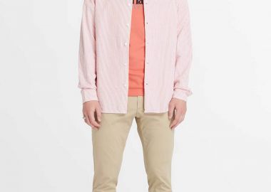 Timberland ανδρικό chino παντελόνι μονόχρωμο με logo patch πίσω Slim Fit - TB0A2BYYDH41 Μπεζ - TIMBERLAND - 