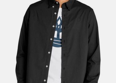 Timberland ανδρικό πουκάμισο poplin button down με κεντημένο λογότυπο Regular Fit - TB0A6GRH0011 Μαύρο - TIMBERLAND - 
