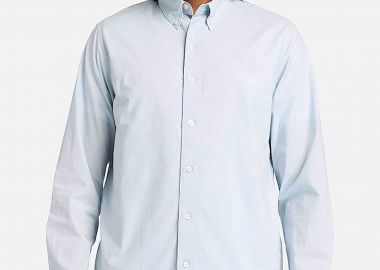 Timberland ανδρικό πουκάμισο stretch poplin button down με κεντημένο tree logo Regular Fit - TB0A6GRH9401 Σιελ - TIMBERLAND - 