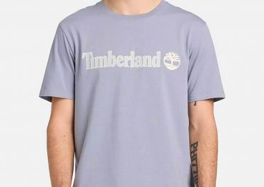 Timberland ανδρικό T-shirt με logo print Regular Fit '' Kennebec River Linear Logo'' - TB0A5UPQB881 Γκρι Γαλάζιο - TIMBERLAND - 