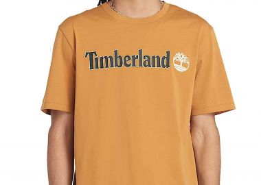 Timberland ανδρικό T-shirt με logo print Regular Fit '' Kennebec River Linear Logo'' - TB0A5UPQP471 Μουσταρδί - TIMBERLAND - 