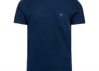 Timberland ανδρικό T-shirt με τσέπη και κεντημένο tree logo Slim Fit - TB0A2CQYZ021 Μπλε Σκούρο - TIMBERLAND - 