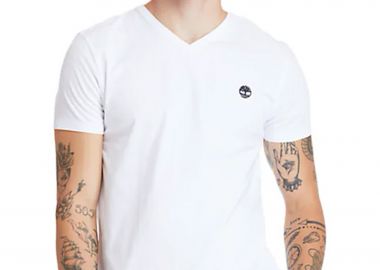 Timberland ανδρικό T-shirt με V λαιμόκομψη ''Dunstan River'' - TB0A2BPT1001 Λευκό - TIMBERLAND - 