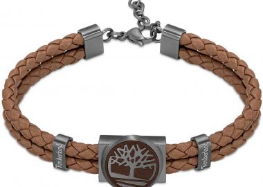 TIMBERLAND Βραχιόλι από ανοξείδωτο ατσάλι & δέρμα Brown TDAGB0001902 - Timberland Jewellery - 
