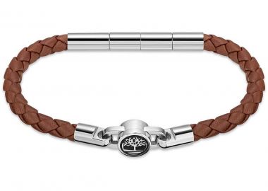 TIMBERLAND Βραχιόλι από ανοξείδωτο ατσάλι & δέρμα Brown TDAGB0002001 - Timberland Jewellery - 