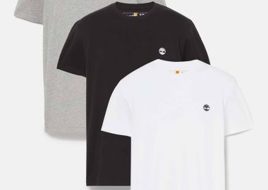 Timberland σετ ανδρικά T-shirts μονόχρωμα με contrast logo print (3 τεμάχια) - TB0A6GH19591 Πολύχρωμο - TIMBERLAND - 