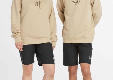 Timberland unisex μπλούζα φούτερ μονόχρωμη με contrast logo print και κουκούλα - TB0A5U8YDH41 Μπεζ - TIMBERLAND - 