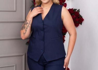 TOLL γυναίκειο γιλέκο με κουμπιά σκούρο μπλε big size - SOU - 