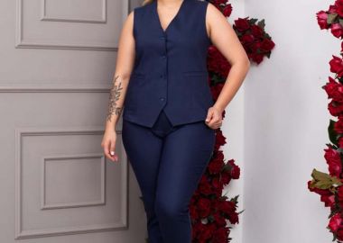 TOLL γυναικείο παντελόνι σκουροο μπλε big size - SOU - 