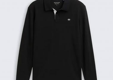 Tom Tailor ανδρική μπλούζα πόλο με monogram Regular Fit - 1043278 Μαύρο - TOM TAILOR - 