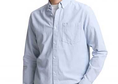 Tom Tailor ανδρικό πουκάμισο button down με τσέπη και κεντημένο λογότυπο Regular Fit - 1042640 Σιελ - TOM TAILOR - 