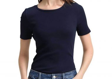 Tom Tailor γυναικείο T-shirt ribbed Regular Fit - 1047860 Μπλε Σκούρο - TOM TAILOR - 