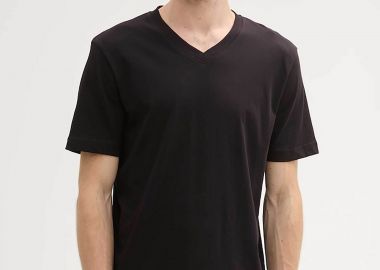 Tom Tailor σετ ανδρικά T-shirt μονόχρωμα με v λαιμόκοψη (2 τεμάχια) - 1037738 Μαύρο - TOM TAILOR - 