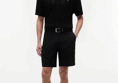 Tommy Hilfiger ανδρική βερμούδα chino Regular Fit - MW0MW42352 Μαύρο - TOMMY HILFIGER - 