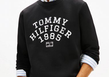 Tommy Hilfiger ανδρική μπλούζα φούτερ με λογότυπο Regular Fit - MW0MW41426 Μαύρο - TOMMY HILFIGER - 