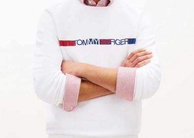 Tommy Hilfiger ανδρική μπλούζα φούτερ με λογότυπο Regular Fit - MW0MW42465 Λευκό - TOMMY HILFIGER - 