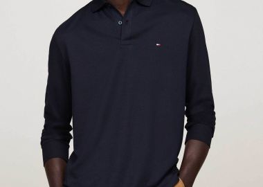 Tommy Hilfiger ανδρική μπλούζα πόλο με κεντημένο logo flag Regular Fit - MW0MW37317 Μπλε Σκούρο - TOMMY HILFIGER - 