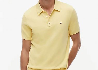 Tommy Hilfiger ανδρική μπλούζα πόλο με κεντημένο logo flag Regular Fit - MW0MW37396 Κίτρινο - TOMMY HILFIGER - 