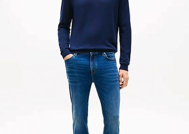 Tommy Hilfiger ανδρικό πεντάτσεπο τζιν παντελόνι Slim Fit - MW0MW43142 Denim Blue Σκούρο - TOMMY HILFIGER - 