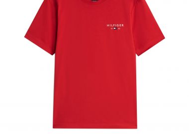 Tommy Hilfiger ανδρικό T-shirt με logo print Regular Fit - MW0MW41456 Κόκκινο - TOMMY HILFIGER - 