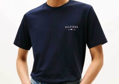 Tommy Hilfiger ανδρικό T-shirt με logo print Regular Fit - MW0MW41456 Μπλε Σκούρο - TOMMY HILFIGER - 