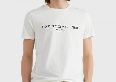 Tommy Hilfiger ανδρικό T-shirt με λογότυπο Regular Fit - MW0MW11465 Λευκό - TOMMY HILFIGER - 