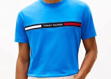 Tommy Hilfiger ανδρικό T-shirt με λογότυπο Regular Fit - MW0MW36498 Μπλε - TOMMY HILFIGER - 