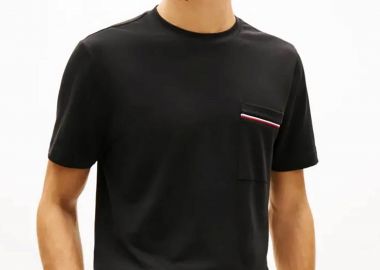 Tommy Hilfiger ανδρικό T-shirt με τσέπη στο στήθος Regular Fit - MW0MW42397 Μαύρο - TOMMY HILFIGER - 