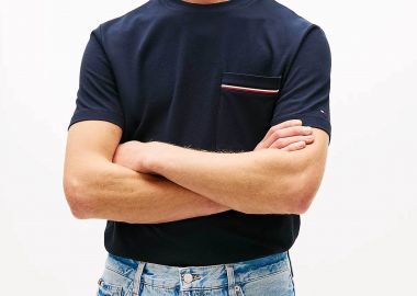 Tommy Hilfiger ανδρικό T-shirt με τσέπη στο στήθος Regular Fit - MW0MW42397 Μπλε Σκούρο - TOMMY HILFIGER - 