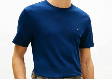 Tommy Hilfiger ανδρικό T-shirt μονόχρωμο Regular Fit - MW0MW37508 Μπλε Navy - TOMMY HILFIGER - 