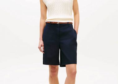 Tommy Hilfiger γυναικεία βερμούδα chino Regular Fit - WW0WW49648 Μπλε Σκούρο - TOMMY HILFIGER - 