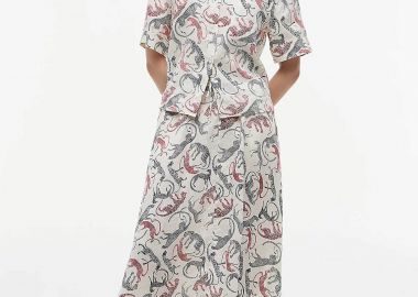 Tommy Hilfiger γυναικεία λινή midi φούστα A-line - WW0WW50753 Εκρού - TOMMY HILFIGER - 