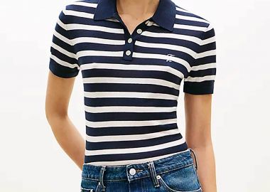 Tommy Hilfiger γυναικεία μπλούζα πόλο με κεντημένο logo Regular Fit - WW0WW48503 Μπλε Σκούρο - TOMMY HILFIGER - 