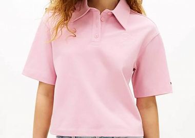 Tommy Hilfiger γυναικεία μπλούζα πόλο με κεντημένο logo Regular Fit - WW0WW49784 Ροζ - TOMMY HILFIGER - 