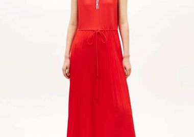 Tommy Hilfiger γυναικείο αμάνικο midi φόρεμα με πόλο γιακά - WW0WW49621 Κόκκινο - TOMMY HILFIGER - 