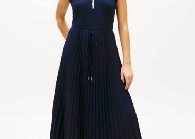 Tommy Hilfiger γυναικείο αμάνικο midi φόρεμα με πόλο γιακά - WW0WW49621 Μπλε Σκούρο - TOMMY HILFIGER - 