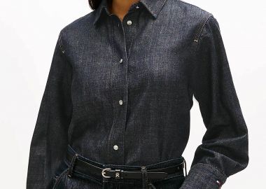 Tommy Hilfiger γυναικείο denim πουκάμισο Relaxed Fit - WW0WW47782 Denim Blue Σκούρο - TOMMY HILFIGER - 