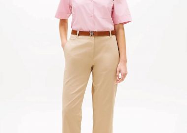 Tommy Hilfiger γυναικείο παντελόνι chino Slim Straight Fit - WW0WW49647 Μπεζ - TOMMY HILFIGER - 