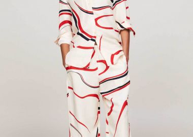 Tommy Hilfiger γυναικείο παντελόνι με all-over print - WW0WW41587 Κρέμ - TOMMY HILFIGER - 